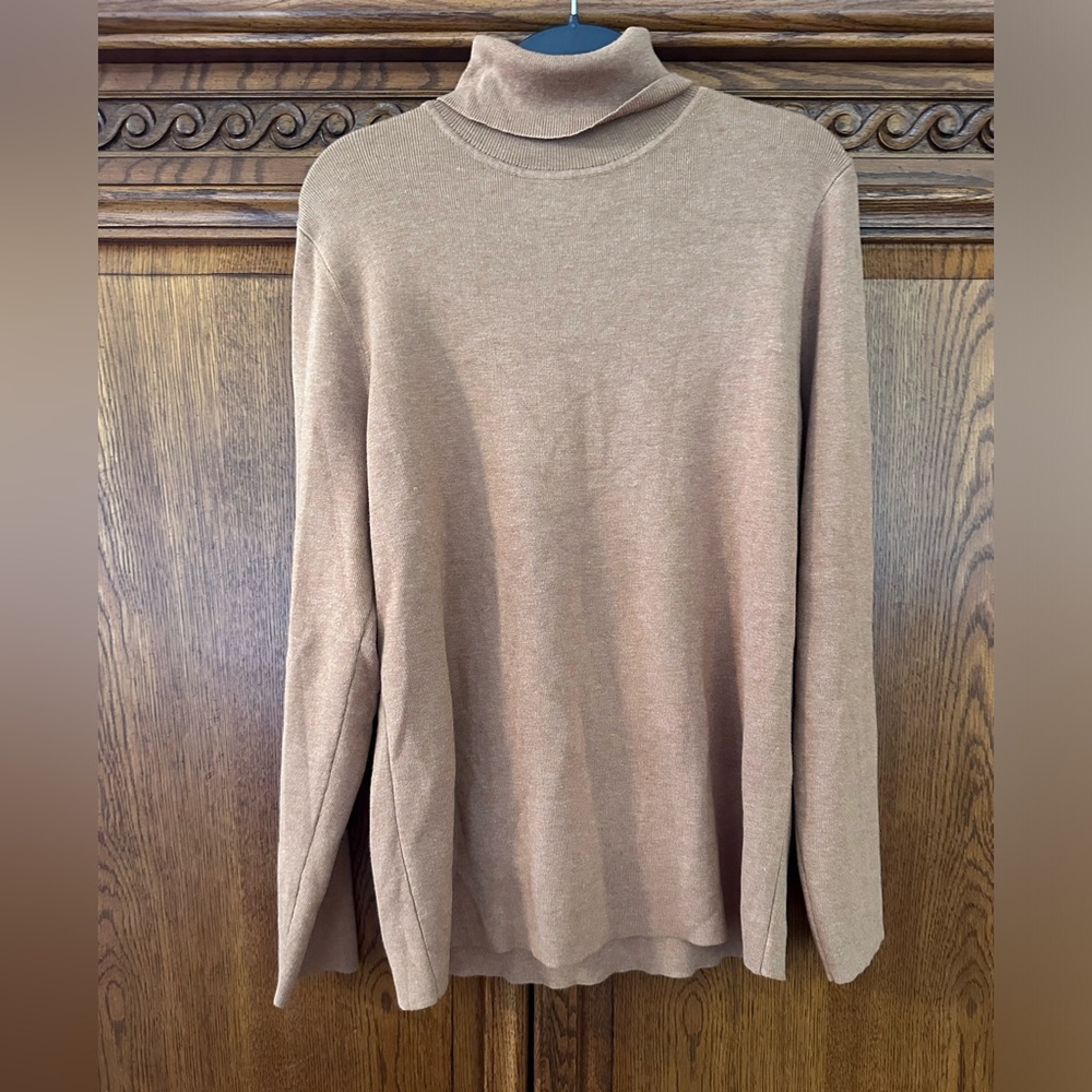 Chicos Women Turtleneck Viscose blend Taupe Sweater Size 2